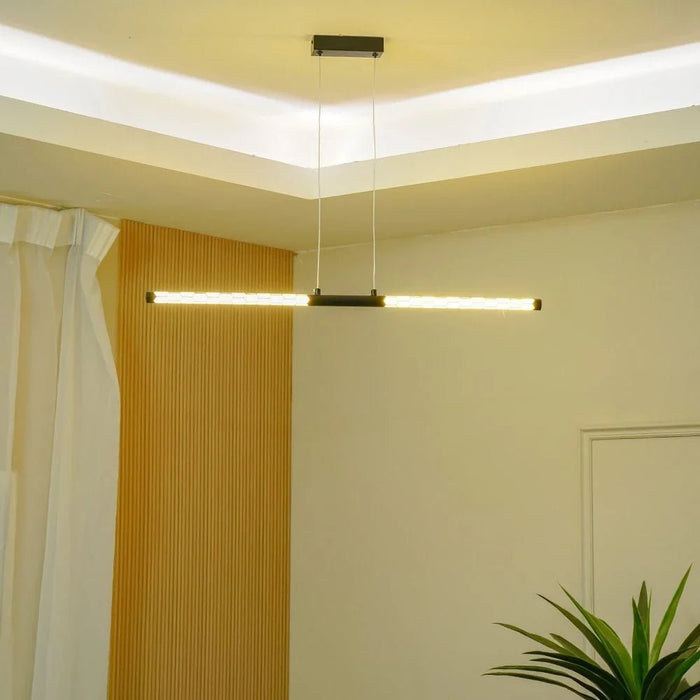 Rocco LED Linear Pendant Chandelier-Metal+Acrylic-L83xW54xH22-Black-With 2-Year Warranty
