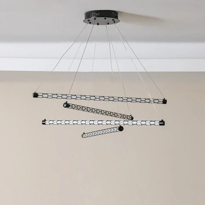 Rocco LED Chandelier-L82xW21xH10-Black-with 2-Year Warranty