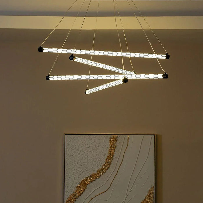 Rocco LED Chandelier-L82xW21xH10-Black-with 2-Year Warranty