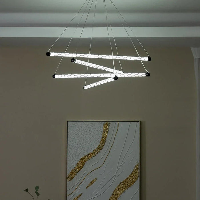 Rocco LED Chandelier-L82xW21xH10-Black-with 2-Year Warranty