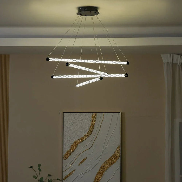 Rocco LED Chandelier-L82xW21xH10-Black-with 2-Year Warranty
