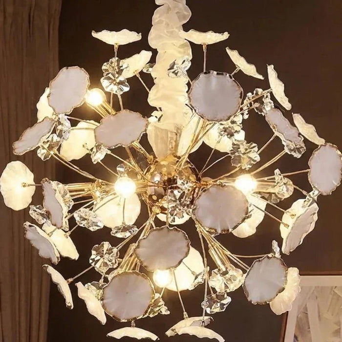 Roma Chandelier-Ceramic+Metal+Crystal-Golden-D60xH120xW60