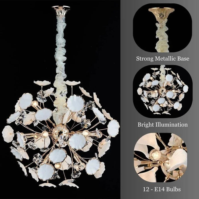 Roma Chandelier-Ceramic+Metal+Crystal-Golden-D60xH120xW60