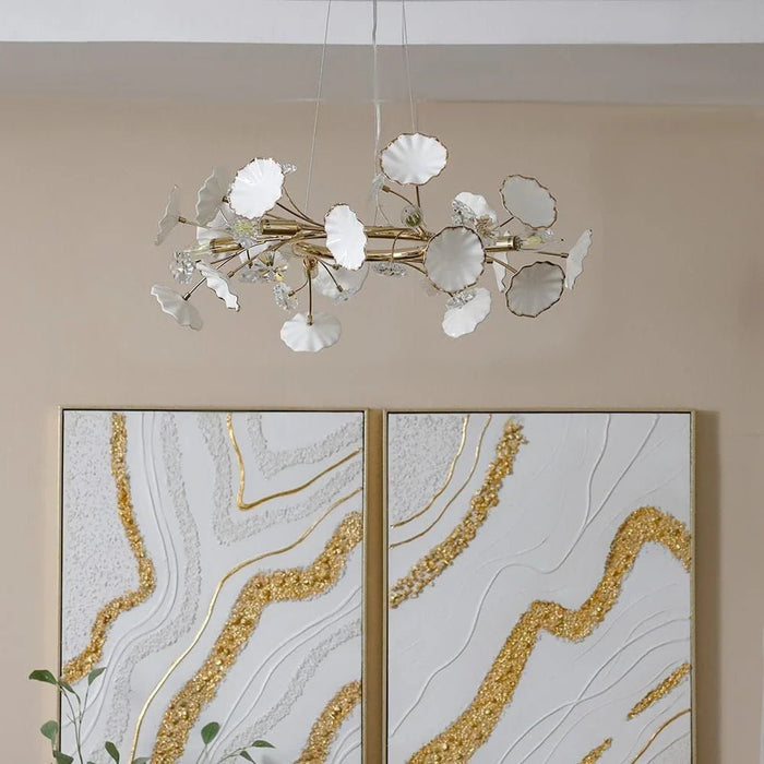 Roma Chandelier-Ceramic+Metal+Crystal-Golden-D60xh120xW60