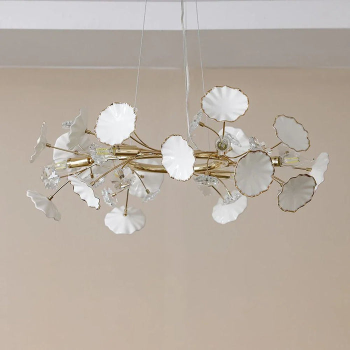 Roma Chandelier-Ceramic+Metal+Crystal-Golden-D60xh120xW60