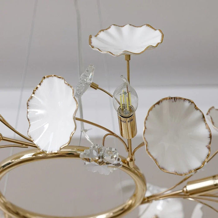 Roma Chandelier-Ceramic+Metal+Crystal-Golden-D60xh120xW60