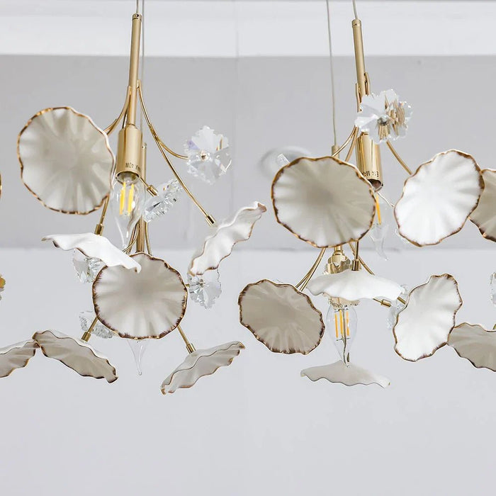 Roma LED Chandelier-Ceramic+Metal+Crystal-D60xH120xW60-Golden