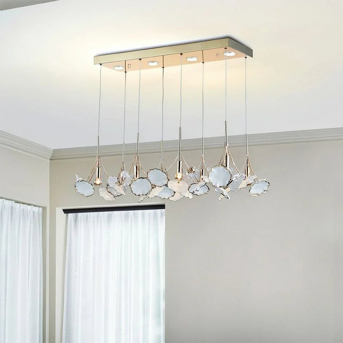 Roma LED Chandelier-Ceramic+Metal+Crystal-D60xH120xW60-Golden