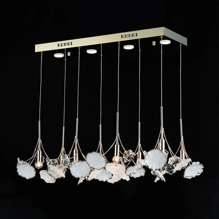 Roma LED Chandelier-Ceramic+Metal+Crystal-D60xH120xW60-Golden