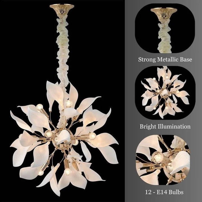 Cecilia Chandelier - Ceramic+Metal - D60 xH120x W60 - Golden