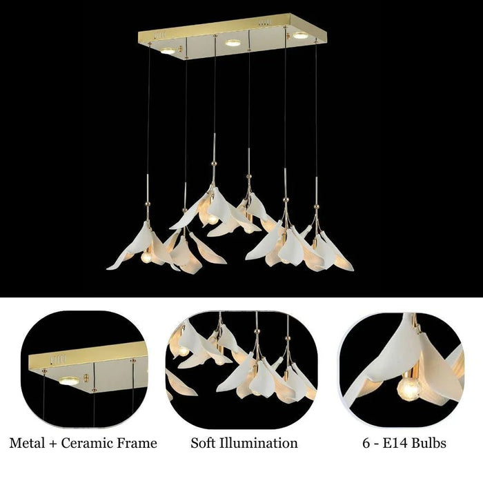 Cecilia LED Chandelier - Ceramic+Metal - Golden - D60xH120xW60