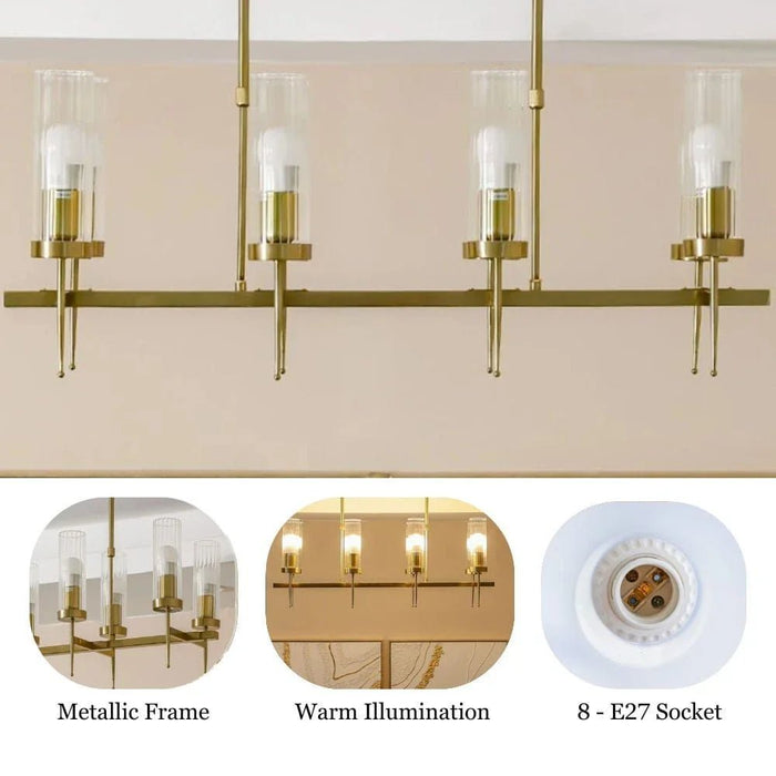 Viviana Chandelier - Metal Plated+Glass - Copper - L93xH53 E27