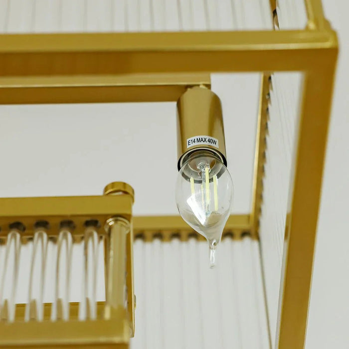 Camilia Chandelier Metal Plated+Glass L120Xw30Xh25Xh95 E14 Copper Md29094-7L