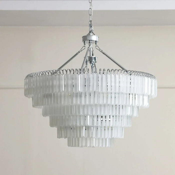 Kara Chandelier-Metal Plated+Glass-White/Chrome-D80xH68xH120