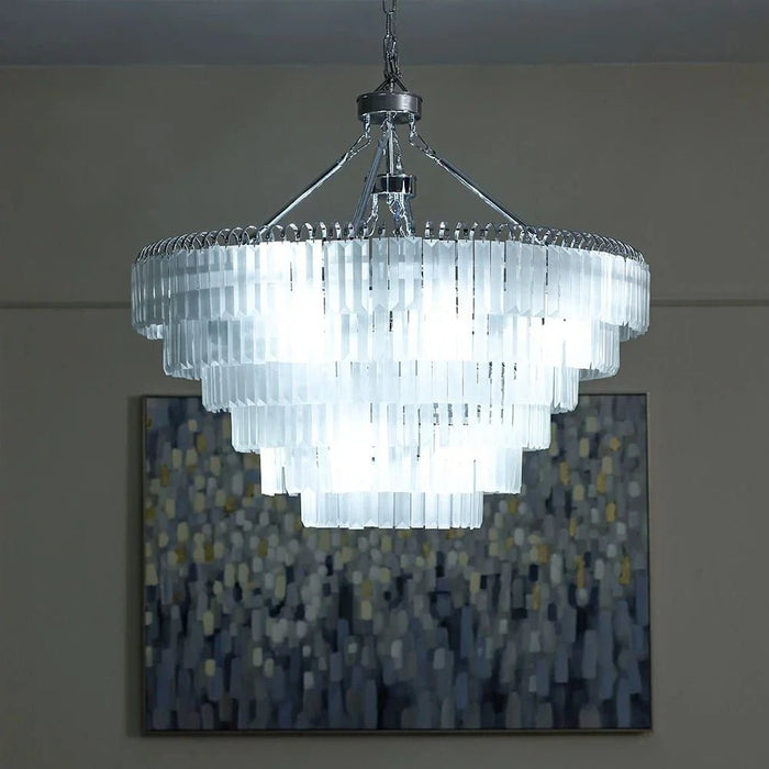 Kara Chandelier-Metal Plated+Glass-White/Chrome-D80xH68xH120