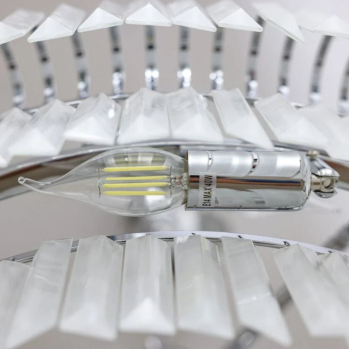 Kara Chandelier-Metal Plated+Glass-White/Chrome-D80xH68xH120
