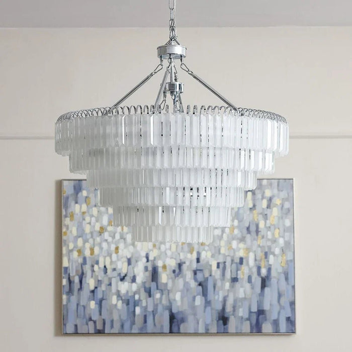 Kara Chandelier-Metal Plated+Glass-White/Chrome-D80xH68xH120