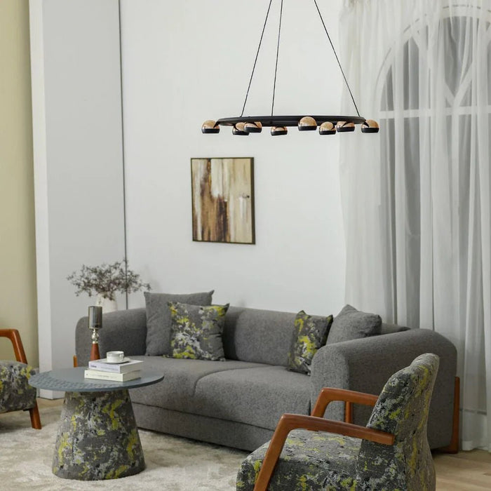 Serena LED Chandelier-Iron+Alu-D62xH15x W62-Black-With 1-Year Warranty