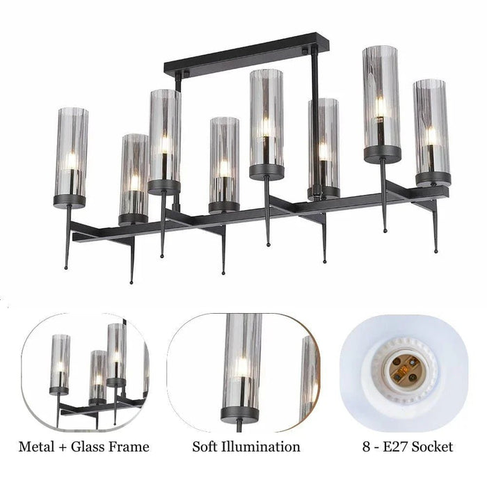 Viviana Chandelier - Metal Plated+Glass -Black - L93xH53