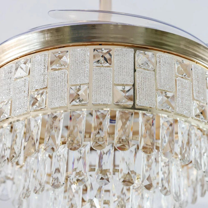 Masakan LED Ceiling Fan Chandelier with Remote Control - 3 Color Dimmable Light - Gold