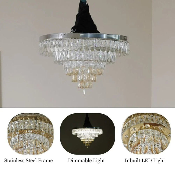 Talim LED Flushmount-Stainless Steel+Crystal+Acrylic-60x60 cm