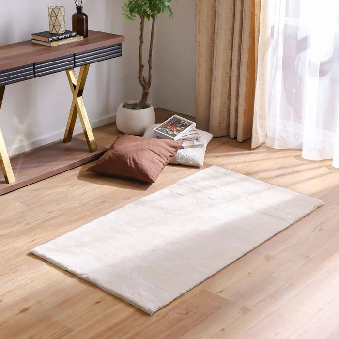 Plain Plush Solid Soft Fur Rugs 80X150 Pearl White