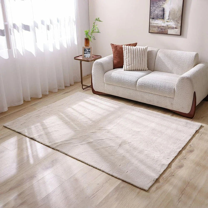 Plain Plush Solid Soft Fur Rugs 160x230 Peal White