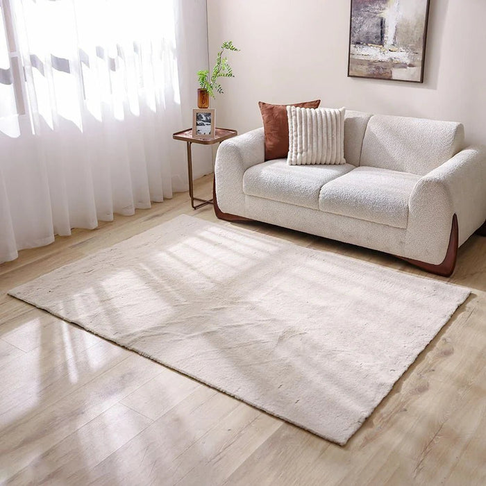Plain Plush Solid Soft Fur Rugs 200x300 Peal White