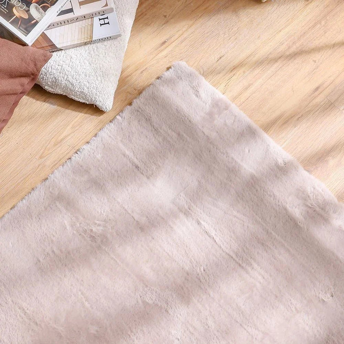 Plain Plush Solid Soft Fur Rugs 80X150 Cream