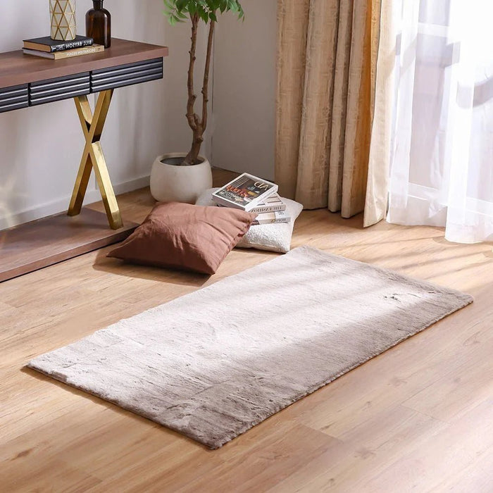 Plain Plush Solid Soft Fur Rugs 80X150 Cream