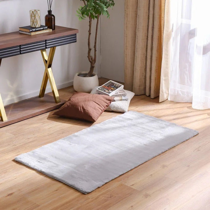 Plain Plush Solid Soft Fur Rugs 80X150 Light Grey