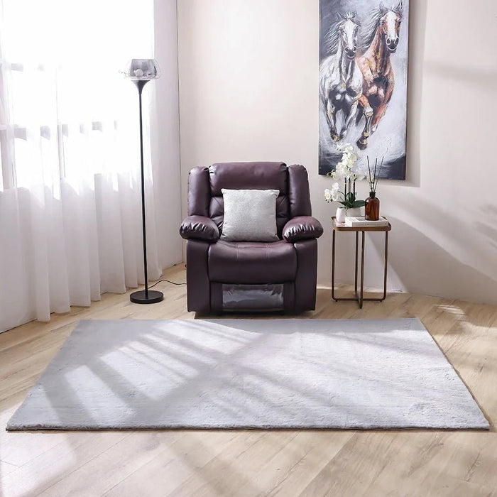 Plain Plush Solid Soft Fur Rugs 120X180 Light Grey