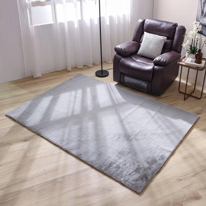 Plain Plush Solid Soft Fur Rugs 160x230 Light Grey