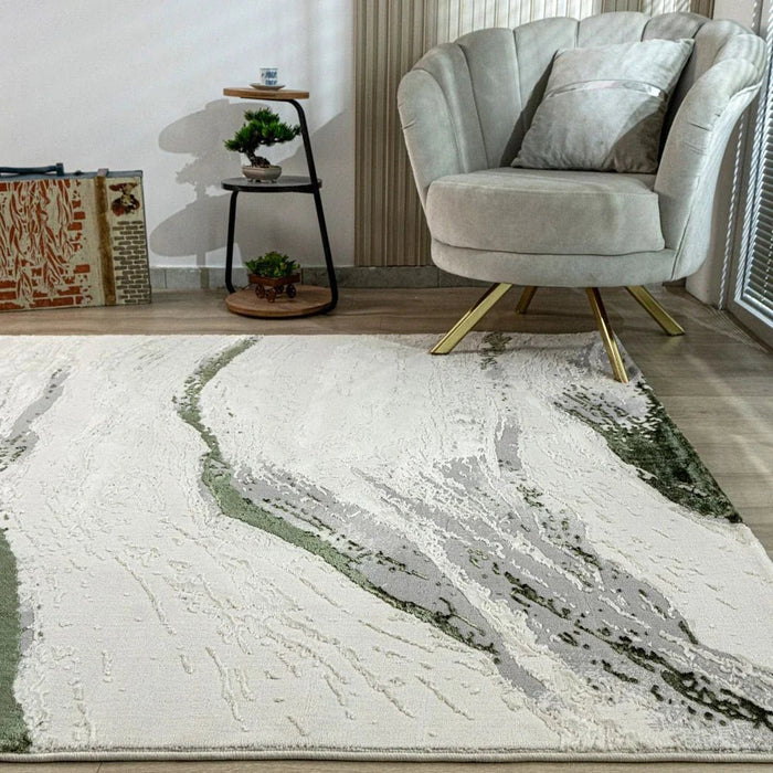 Harmony Modern Abstracts Rugs 160X230 White Olv Green