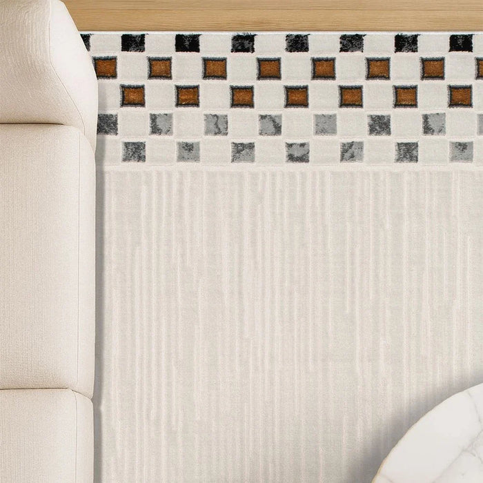 Galeria Lux Contemporary Rug-White, Black & Gold-150x150 cm