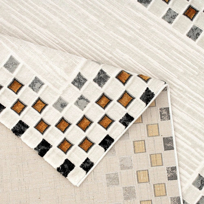 Galeria Lux Contemporary Rug-White, Black & Gold-160x230 cm