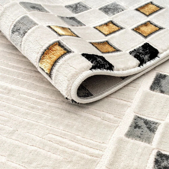 Galeria Lux Contemporary Rug - White, Black & Gold - 200x300 cm