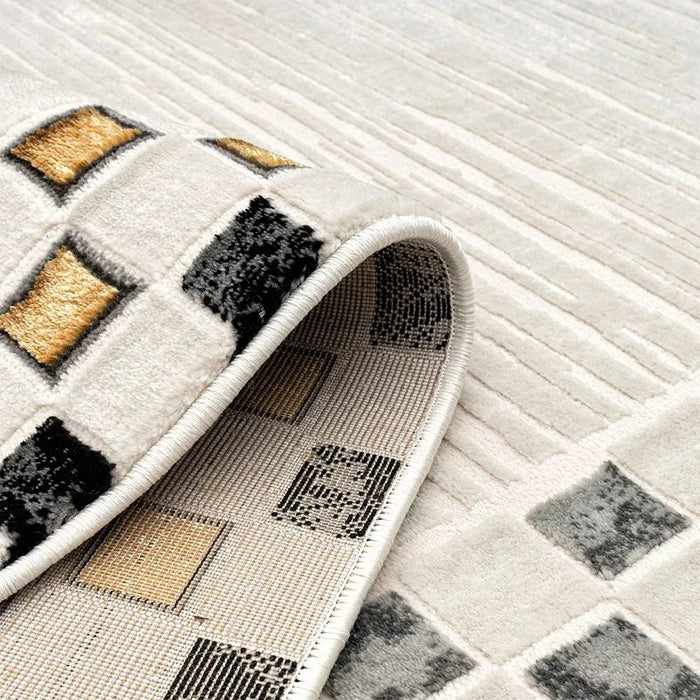 Galeria Lux Contemporary Rug - White, Black & Gold - 200x300 cm