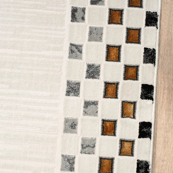 Galeria Lux Contemporary Rug - White, Black & Gold - 240x340 cm