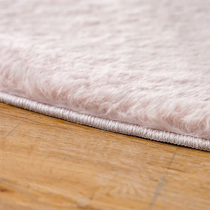 Plain Plush Solid Soft Fur Round Rugs 150X150 Pink