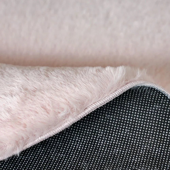 Plain Plush Solid Soft Fur Round Rugs 150X150 Pink