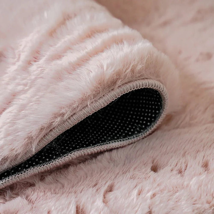 Plain Plush Solid Soft Fur Round Rugs 150X150 Pink
