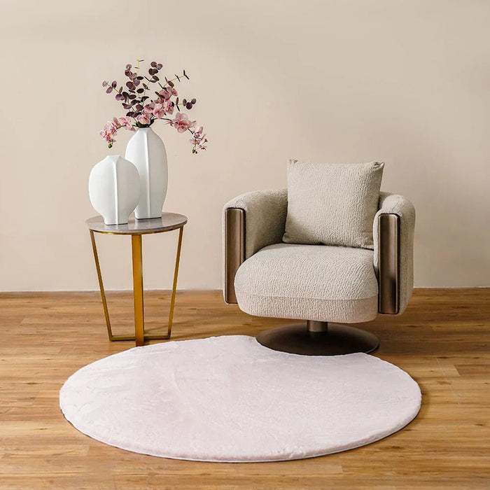 Plain Plush Solid Soft Fur Round Rugs 150X150 Pink