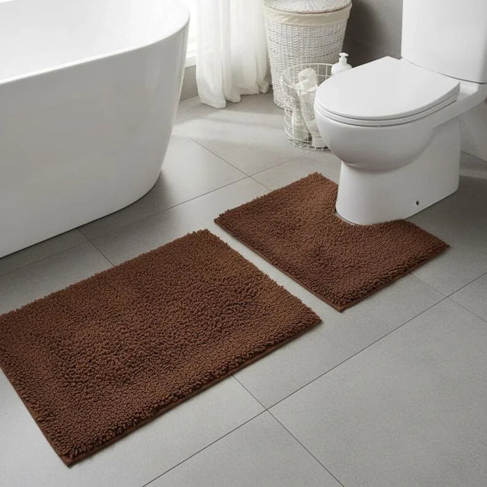 Soffy Water Absorbent  Anti Slip Micro-Fiber Bath Mat Set Tan