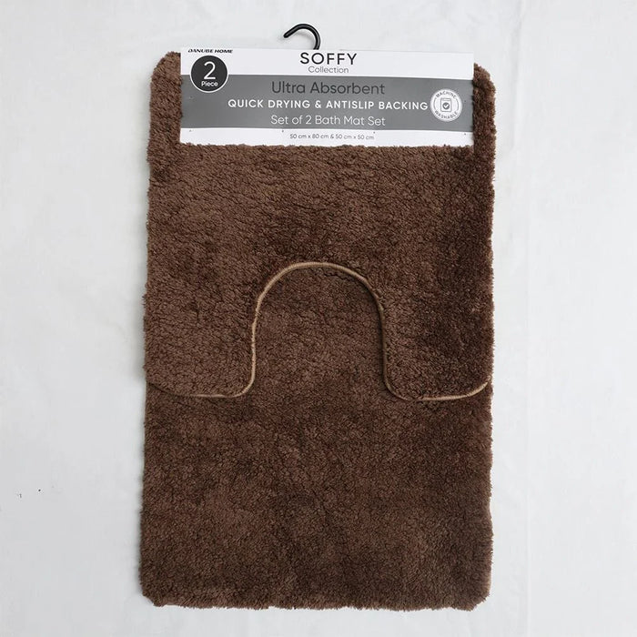 Soffy Water Absorbent  Anti Slip Micro-Fiber Bath Mat Set Tan