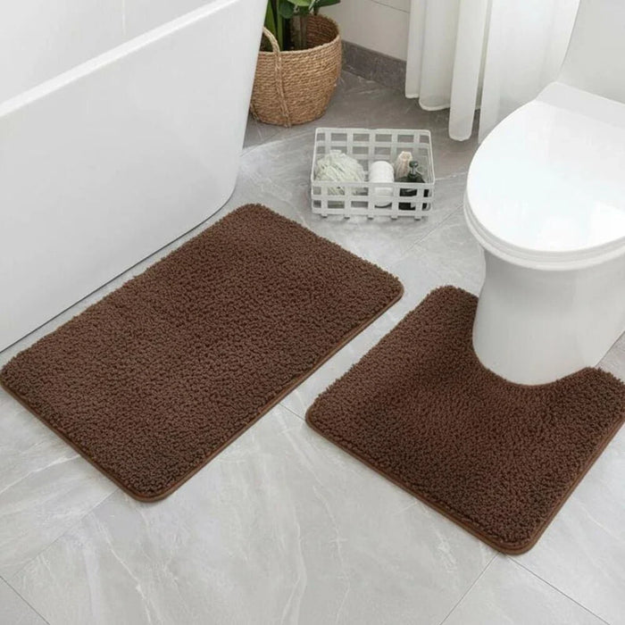 Soffy Water Absorbent  Anti Slip Micro-Fiber Bath Mat Set Tan