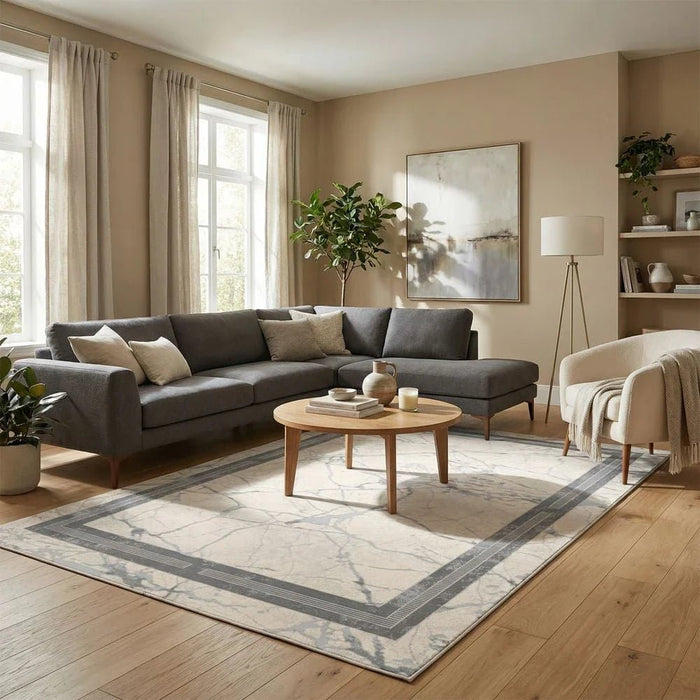 Harmony Contemporary Transitional Rug 240 x 340 - Grey White