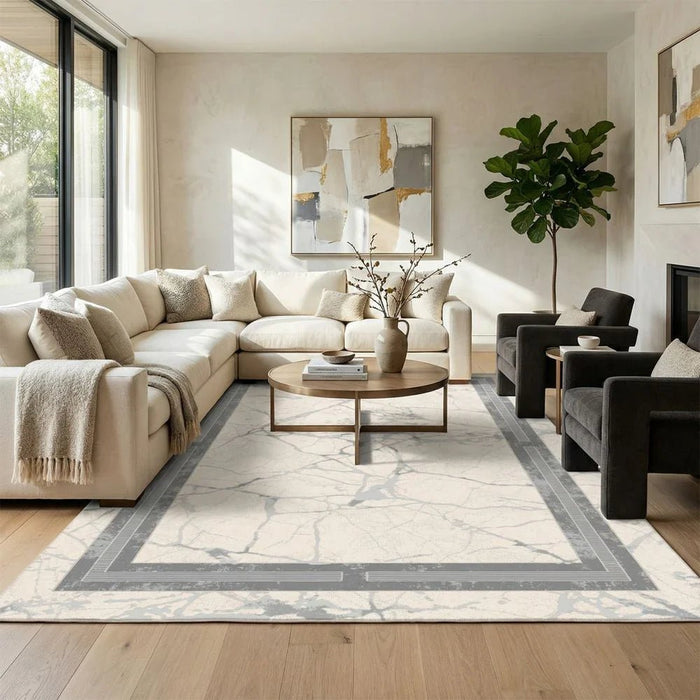 Harmony Contemporary Transitional Rug 240 x 340 - Grey White