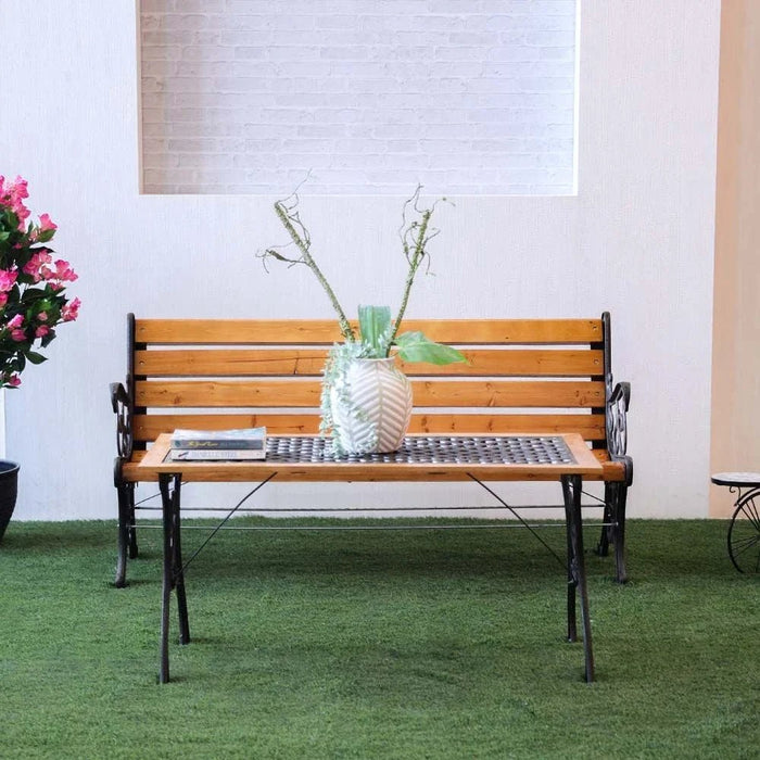 Wooden Park Bench-Dark Teak/Bronze-150 cm
