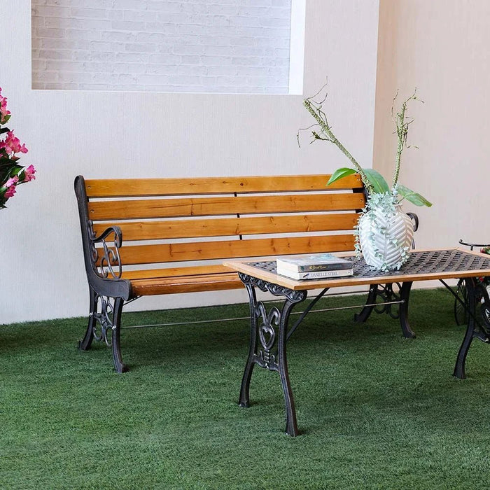 Wooden Park Bench-Dark Teak/Bronze-150 cm